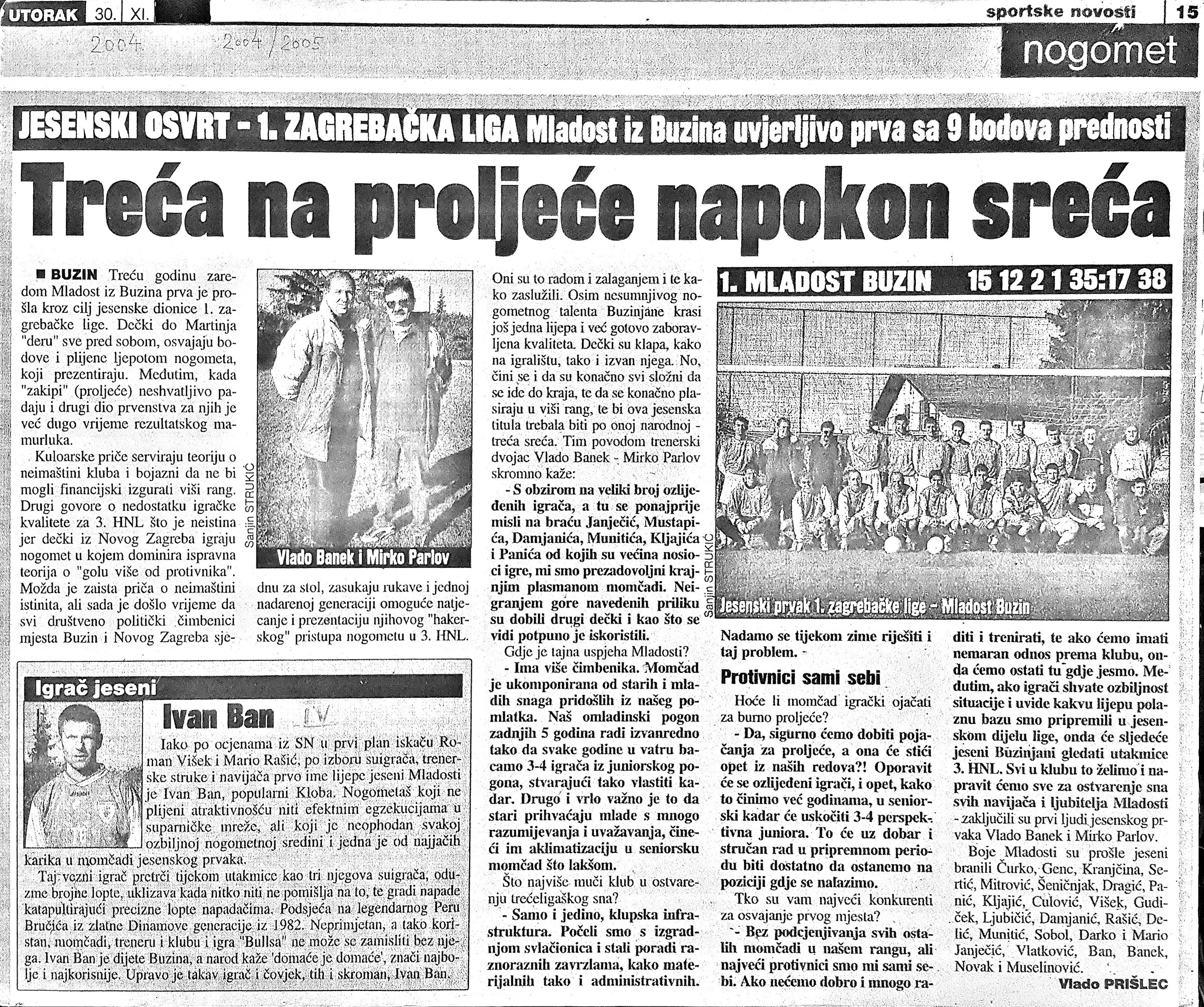 Članak iz Sportskih novosti